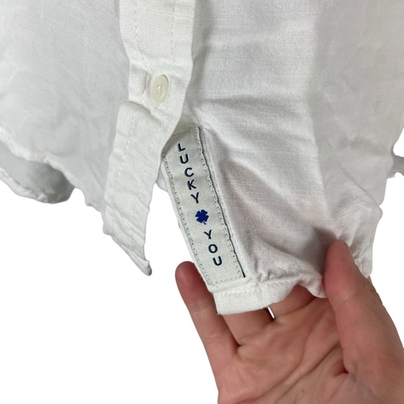 Lucky Brand White Button Front Long Sleeve Shirt Women’s Medium 100% Viscose - Picture 4 of 7